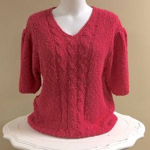 Vintage / knit short puff sleeve sweater